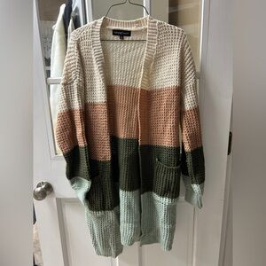 Almost Famous Colorblock Knit Cardigan